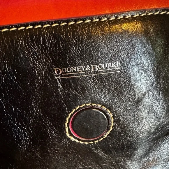 Black Leather Dooney and Bourke Women's Bag with bright pink Heart Accents - Picture 8 of 10